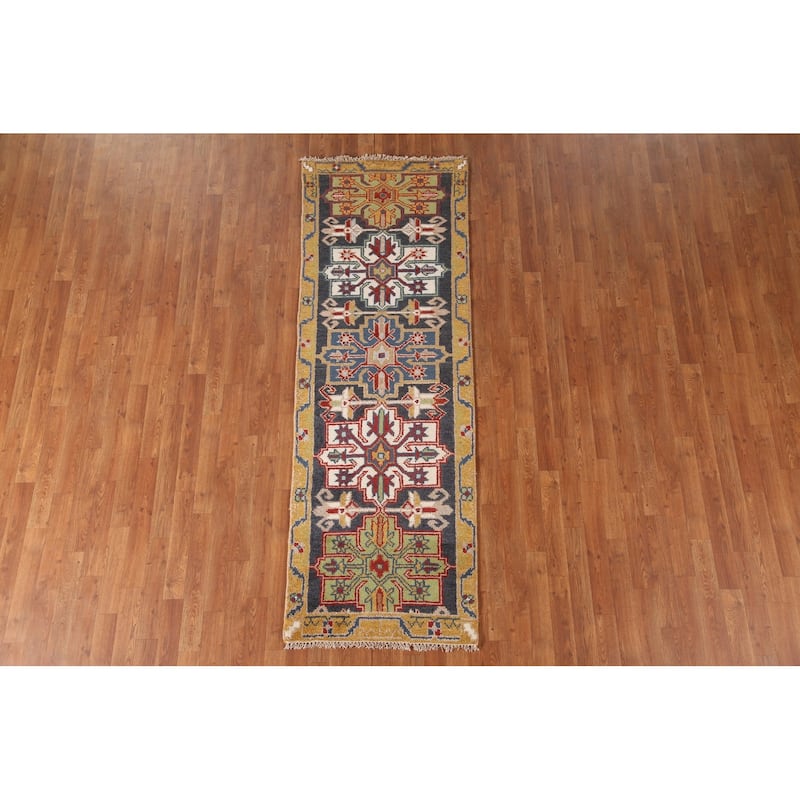 Traditional Kazak Runner Rug Hand-Knotted Wool Carpet - 2'7"x 7'9"
