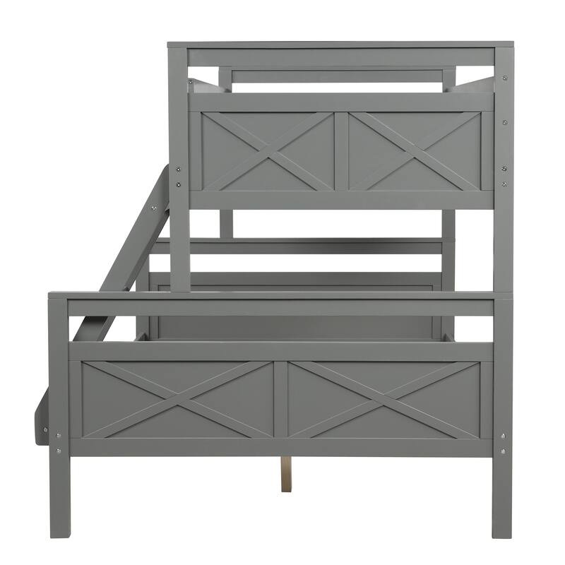 Twin over Full Bunk Bed with ladder, Safety Guardrail, Perfect for Bedroom