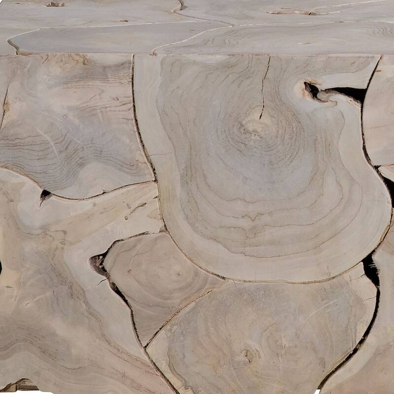 Scarlett 39-inch Round Bleached Teak Root Block Style Coffee Table