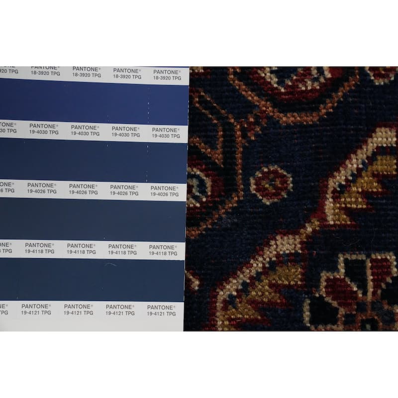Hand Knotted Oriental 100% Wool Carpet Traditional Geometric Navy Blue & Blues Qashqai Area Rug - 8' 6'' X 5' 3''