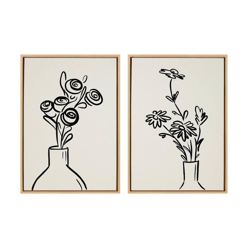 Kate and Laurel Sylvie Flowers Canvas Set by The Creative Bunch Studio