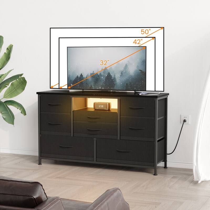 8 Drawers TV Stand with Power Outlet