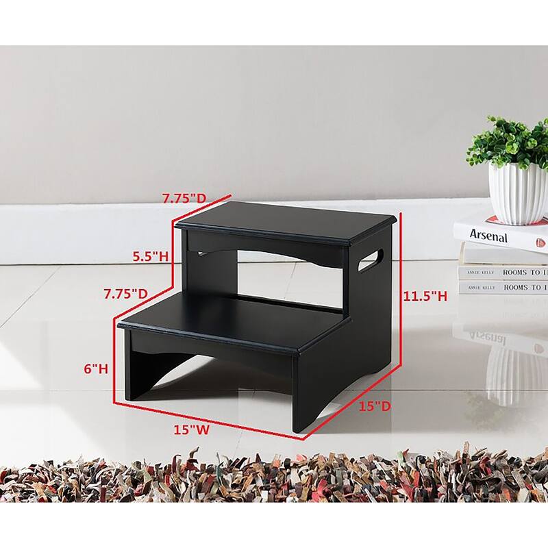 Black Finish Wood Bedroom Step Stool