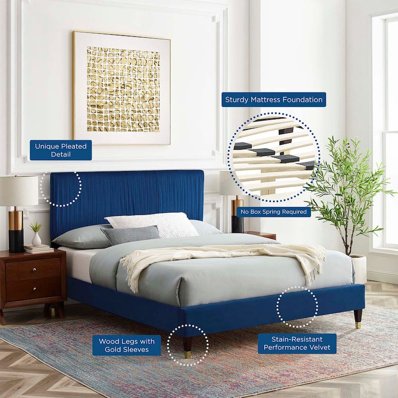 Peyton Performance Velvet Queen Platform Bed