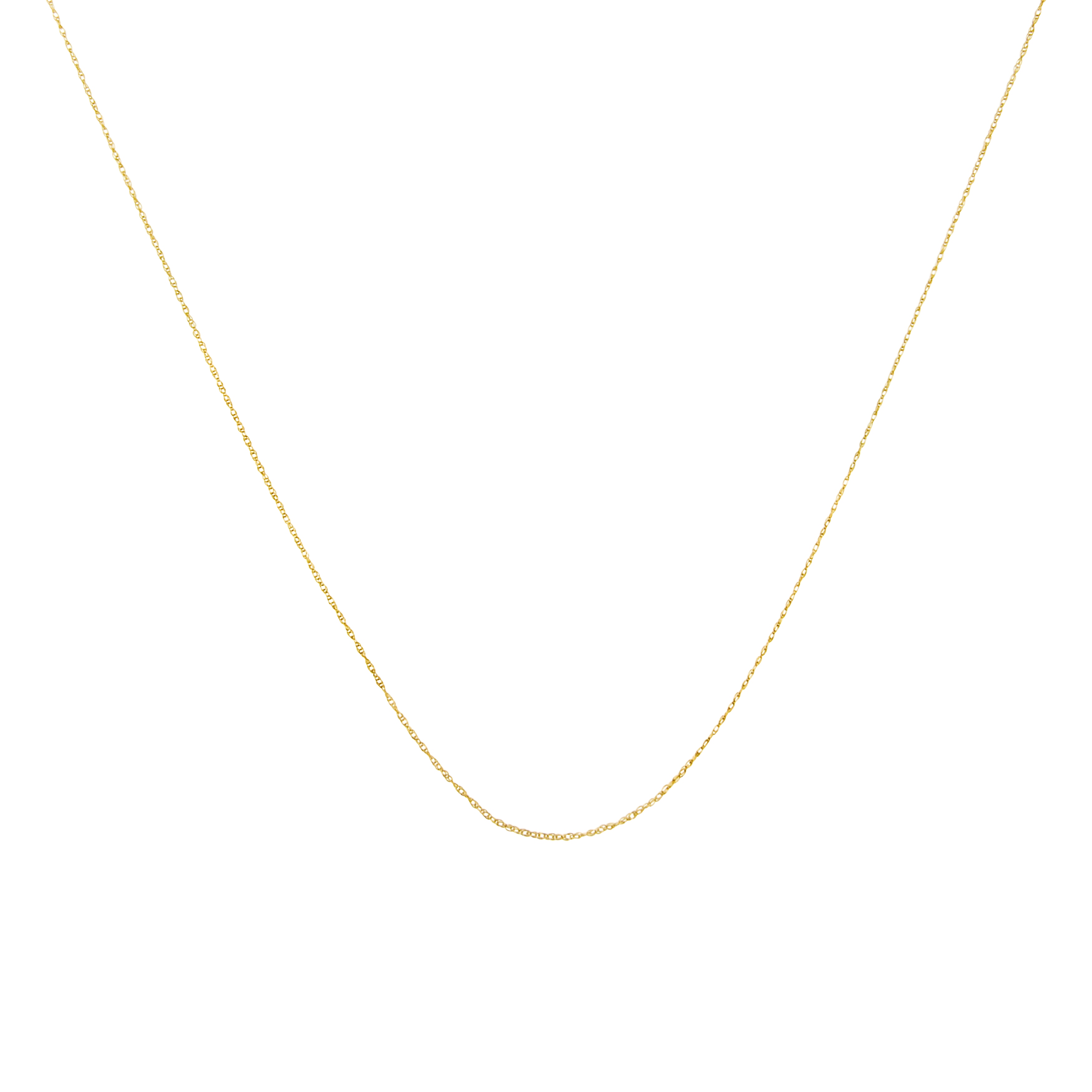 10K Yellow, White or Rose Gold 0.5mm Slender & Dainty Fine Rope Chain  Necklace – Choice of 16