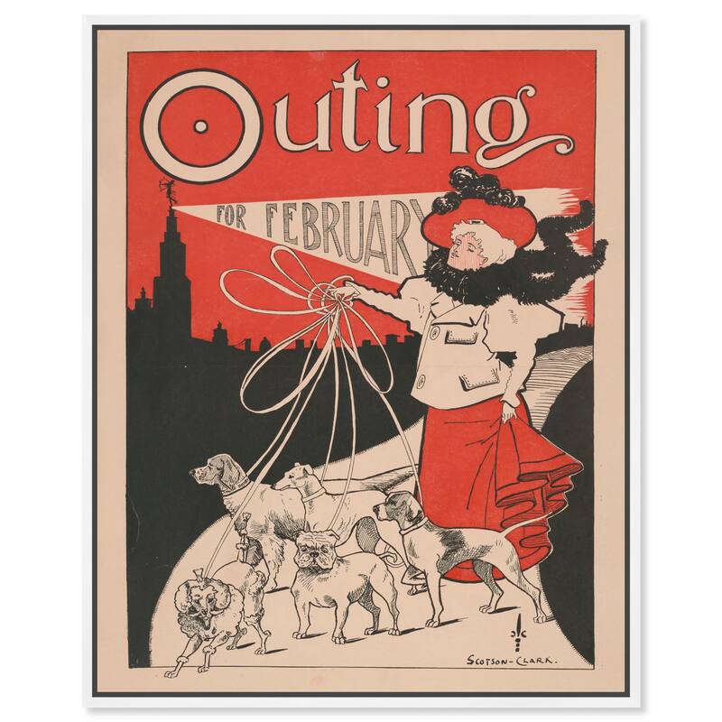 Outing for February 1896 Canvas by Art Remedy - White - 30" x 36"