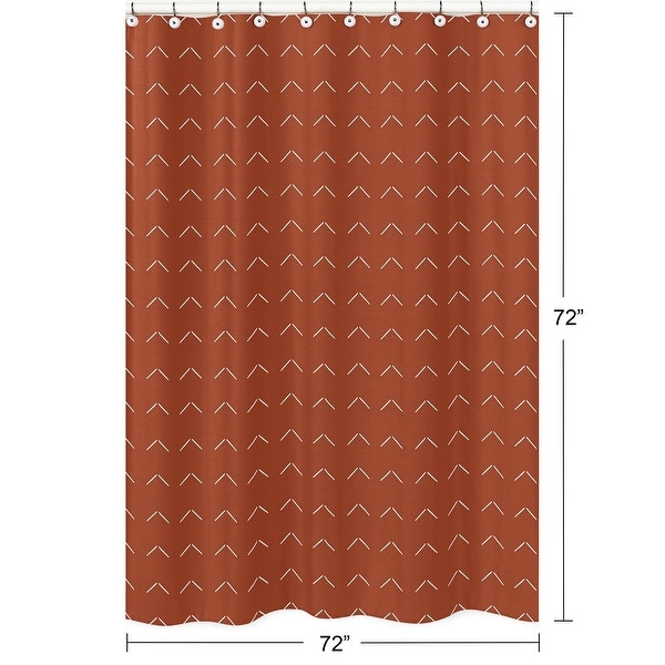 Boho Arrow Bathroom Fabric Bath Shower Curtain - Ivory Burnt Orange Modern Farmhouse Southwest Shabby Chic for Bohemian Diamond