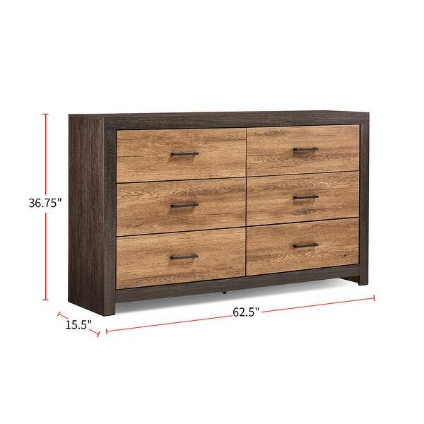 Two-tone Wood Dresser with 6 Drawers Caramel and Licorice - Caramel and  licorice - Bed Bath & Beyond - 34936546