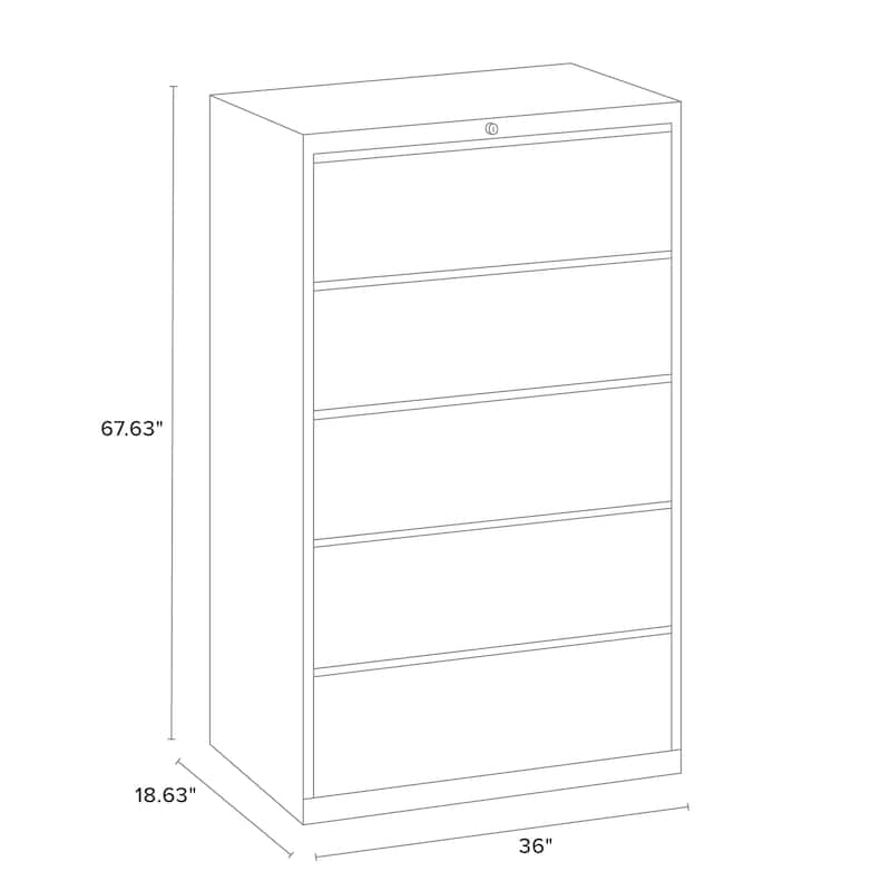 Hirsh 36-in Wide HL10000 Series 5 Drawer Lateral File Cabinet with Posting Shelf and Roll-Out Binder Storage, White