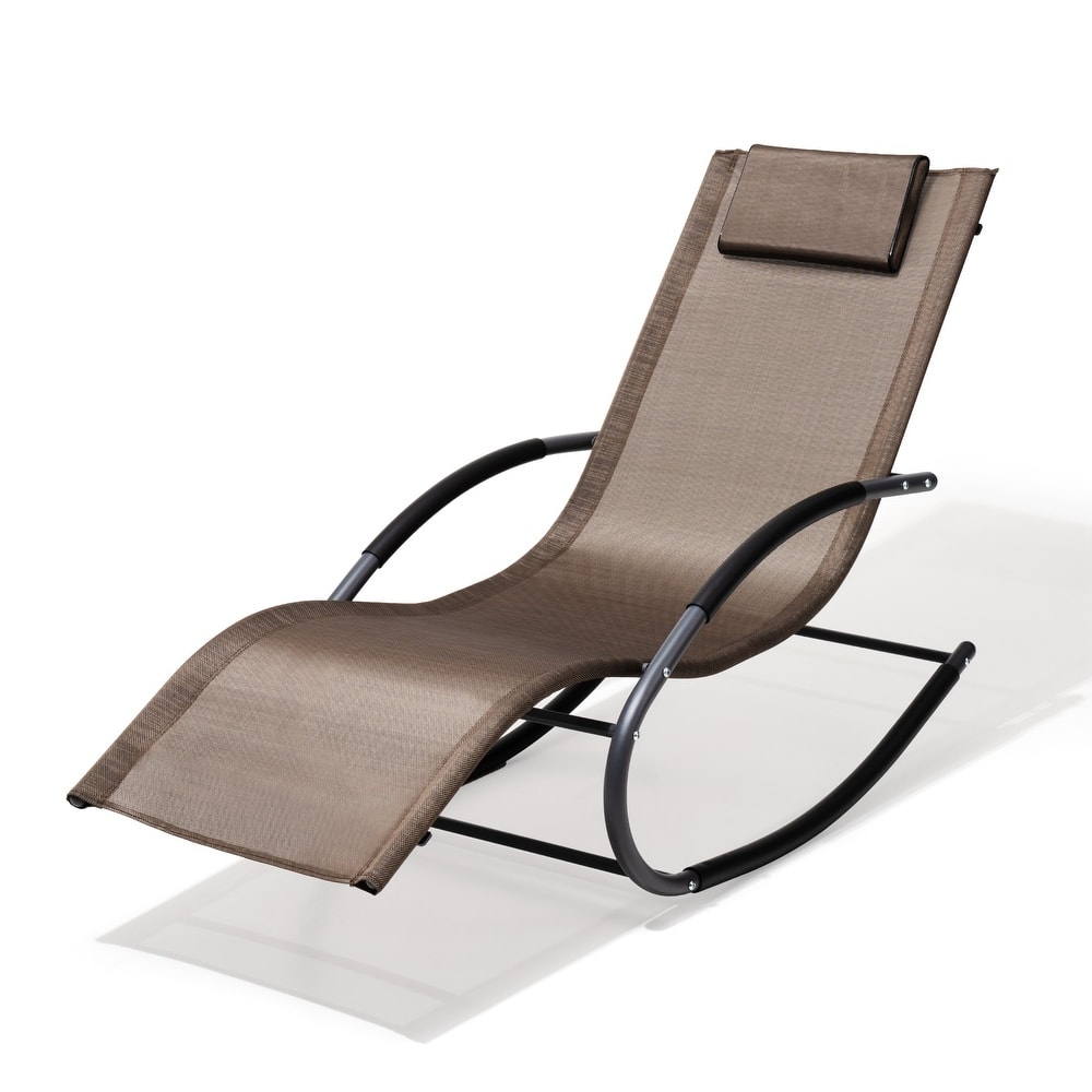 Pellebant Chaise Patio Rocking Chair with Pillow