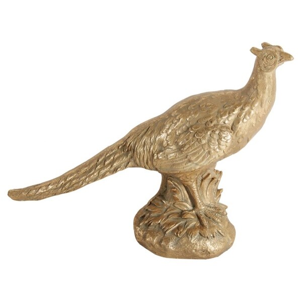 20" Gold Elegant Modern Style Pheasant Bird Statue - N/A