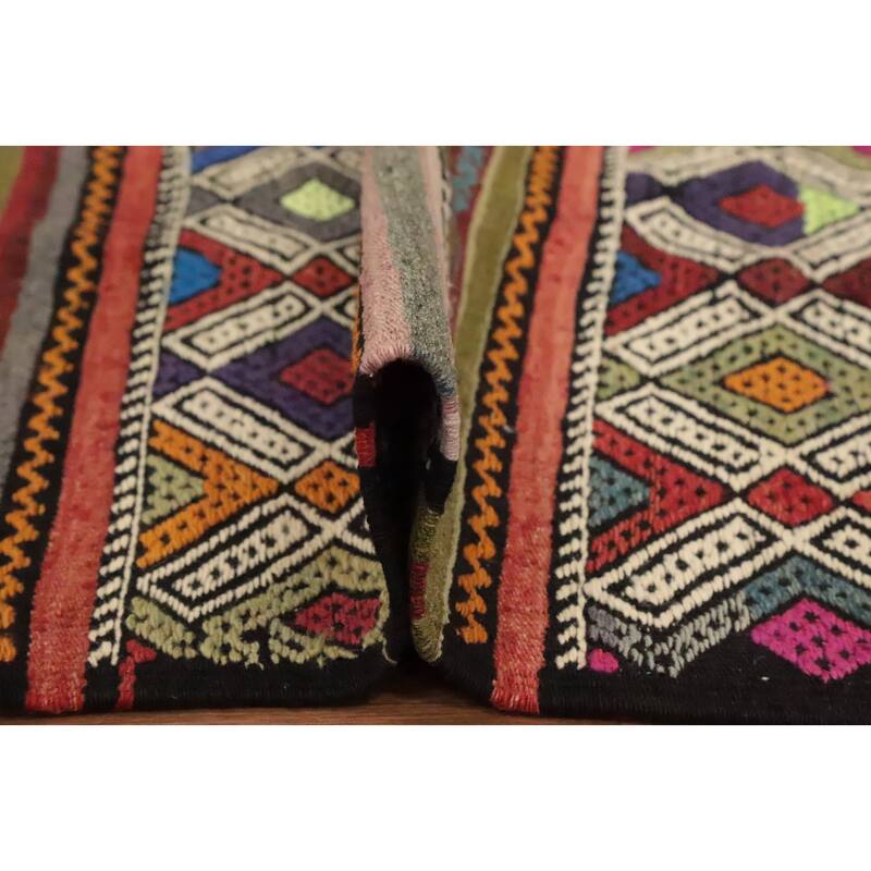 Hand Woven Oriental 100% Wool Carpet Southwestern Tribal Multi-Colored Kilim Area Rug - 7' 2'' X 6' 0''
