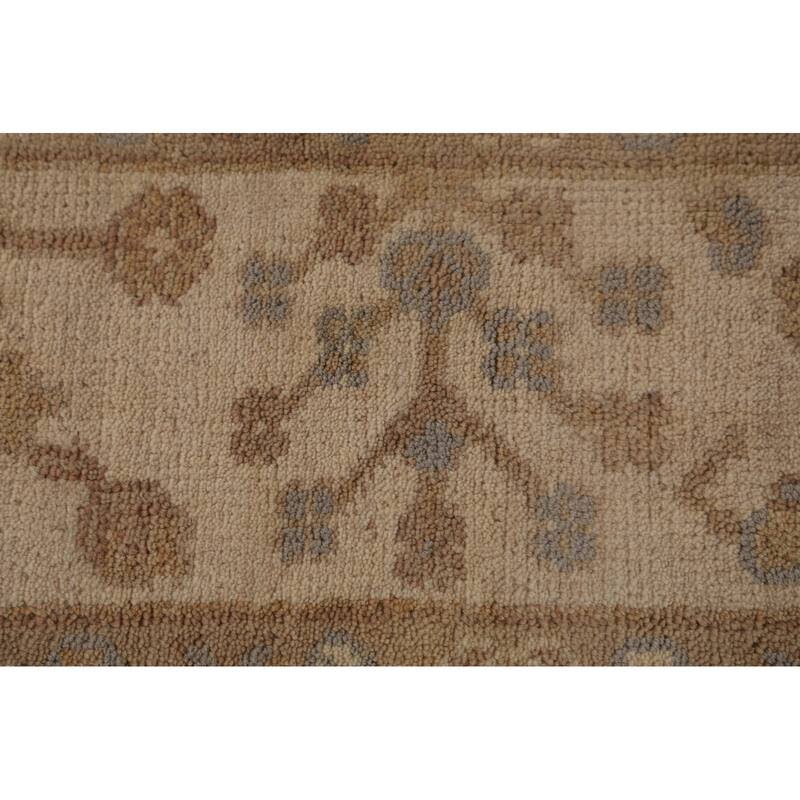 Gray Oushak Indian Area Rug Hand-Knotted Transitional Wool Carpet - 8'5"x 9'11"