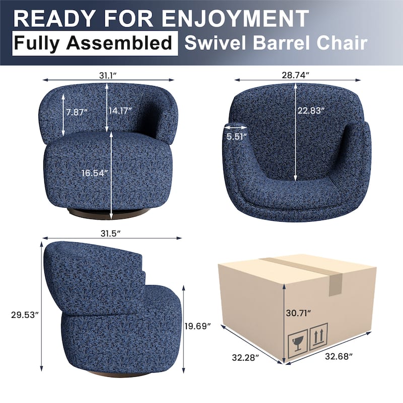 Fully Assembled Upholstered Swivel Barrel Chair
