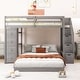 preview thumbnail 2 of 14, Twin over Full Bunk Bed with Shelves, Drawers and Storage Stairs, Grey
