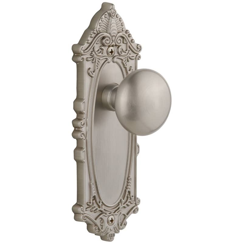 Grandeur Grande Victorian Solid Brass Rose Single Dummy Door Knob with - Satin Nickel
