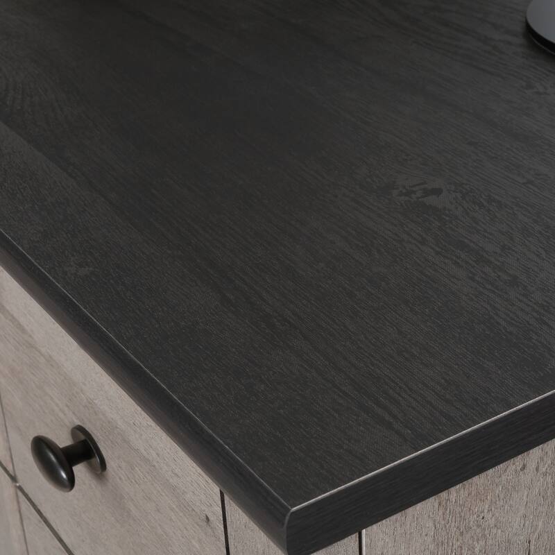 Anmytek Gray Oak Home Office Desk with Two Drawers Rustic Study Desk