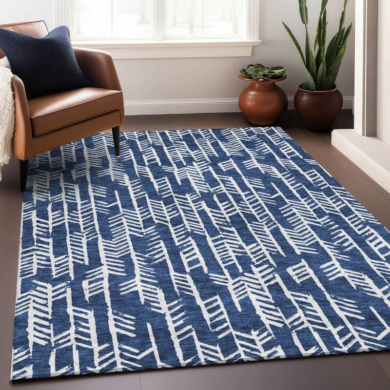 Premium Washable Super Soft Modern Arrows Mayfield Rug - Navy - 10' x 14'