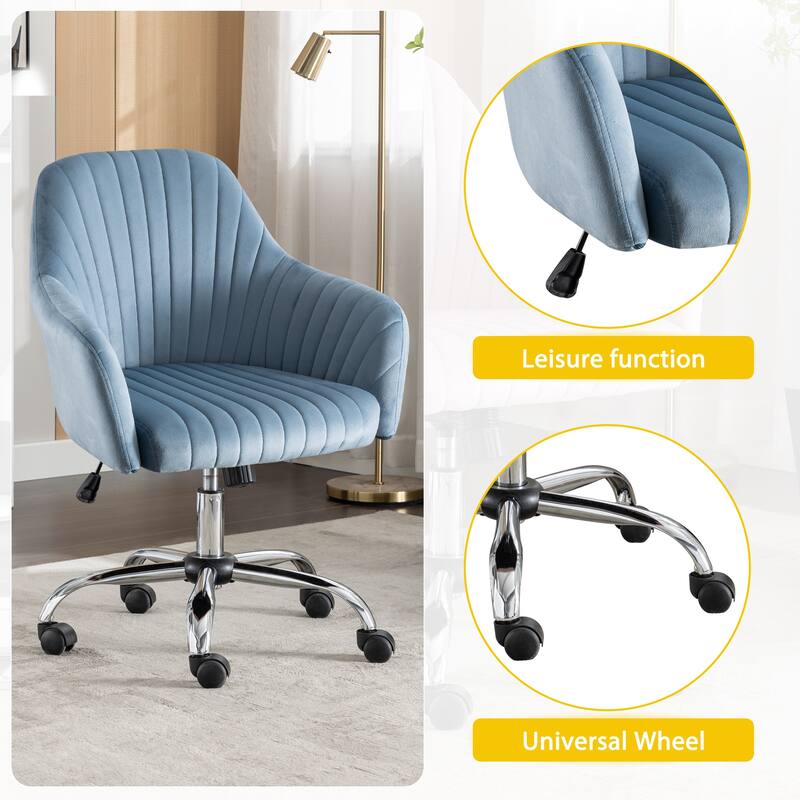 Modern Velvet Accent Chair with Adjustable Height and Rolling Casters