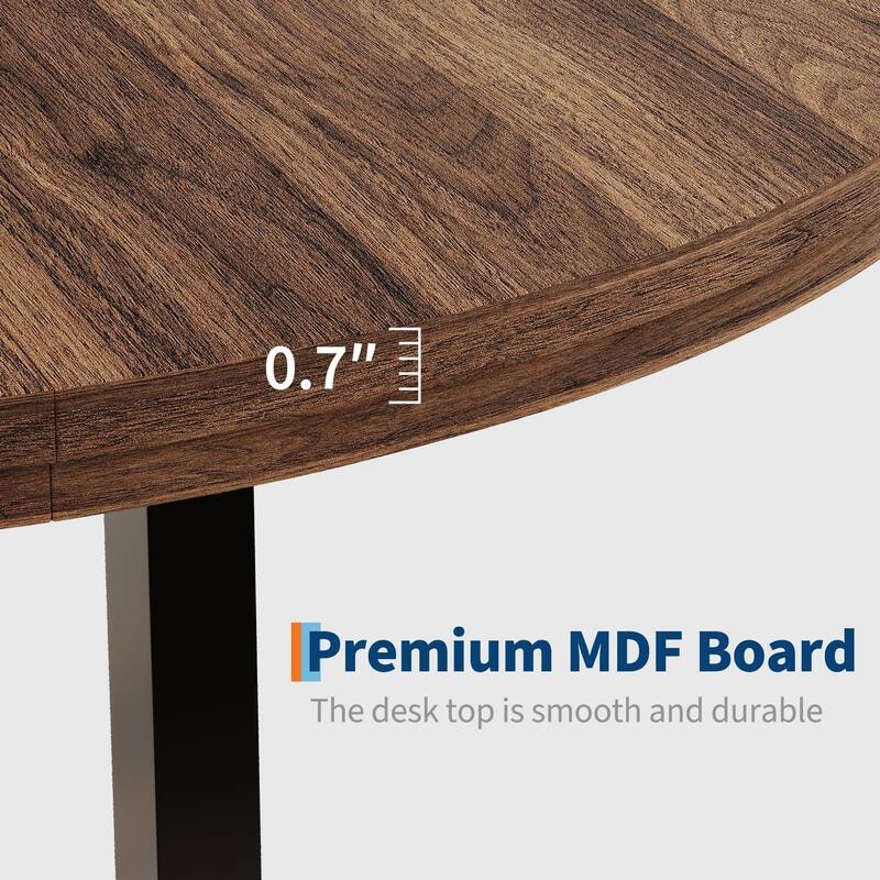 47" Round Dining Table, with Sturdy Metal Frame & Rustic Brown Finish