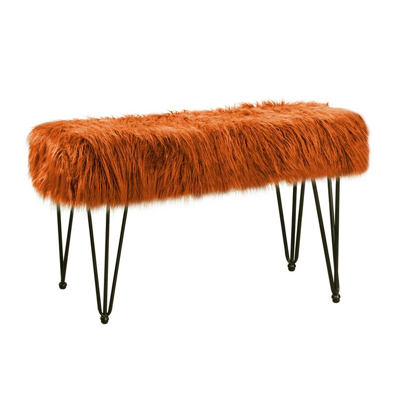 Mongolian Fauxfur Ottoman