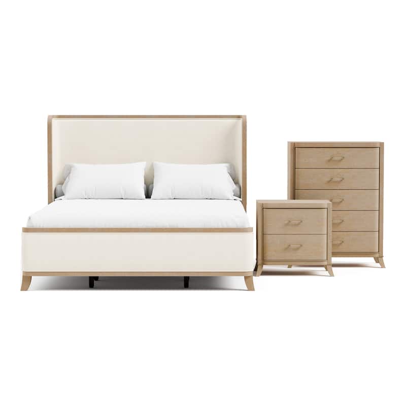 Furniture of America Kian Modern 3-Piece Natural Oak Solid Wood Bedroom Set