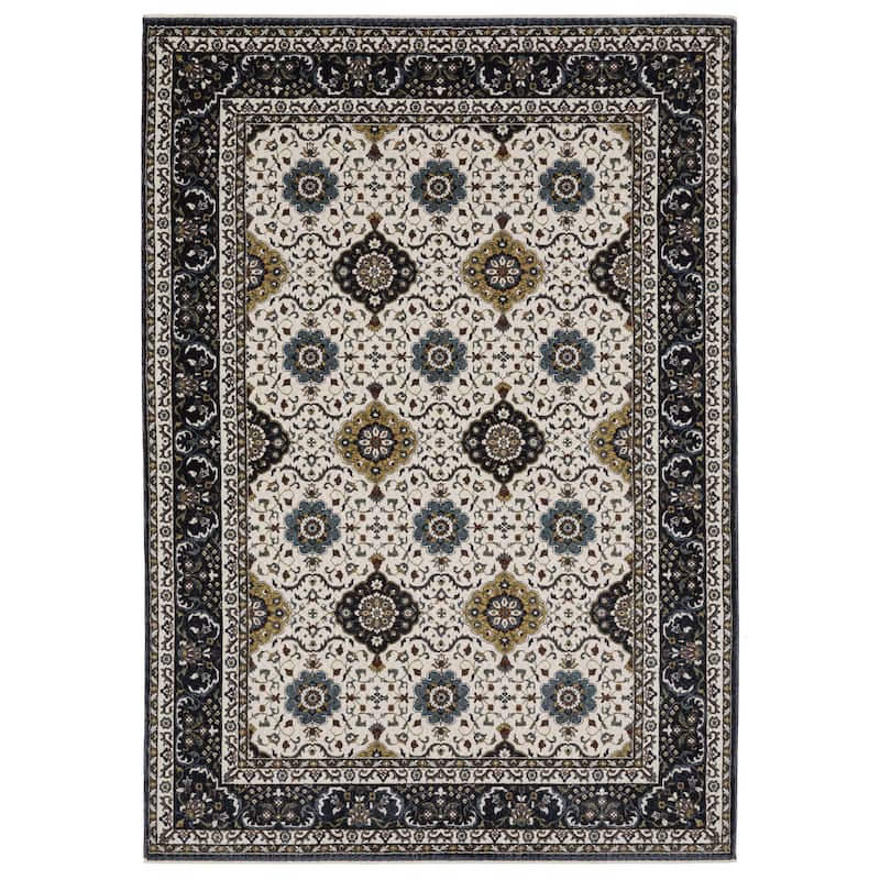 Style Haven Victoria Panel Medallions Red/ Navy Area Rug - 9' 10" x 12' 10" - Ivory/ Navy - Rectangle