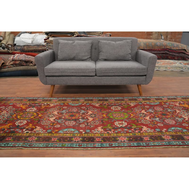 Hand Knotted Oriental 100% Wool Carpet Traditional Floral Oranges & Rust Lilian Runner Rug - 10' 0'' X 3' 6''