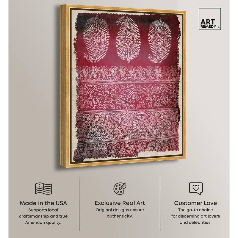 Burgundy Stamps Canvas by Art Remedy