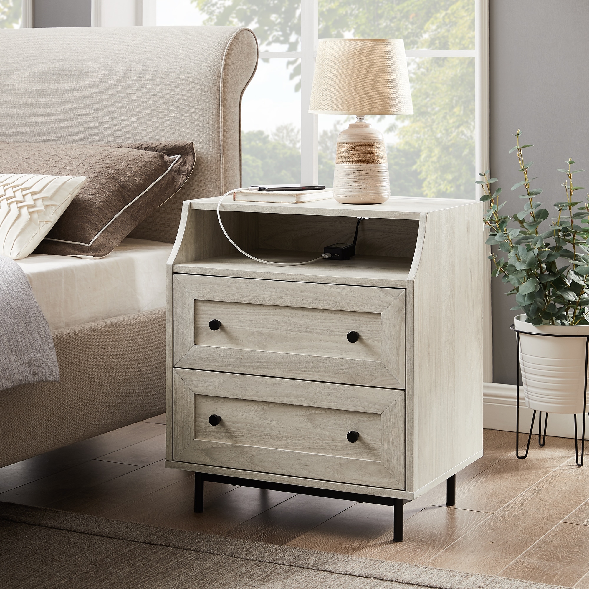 South Shore Vintage 2-Drawer Nightstand Dark Mahogany 