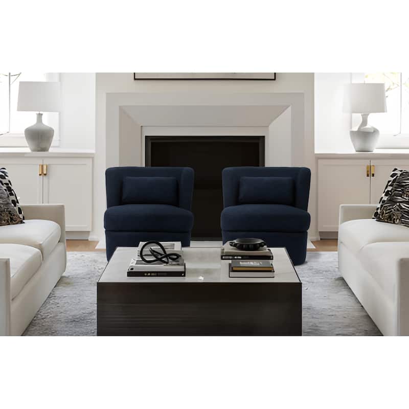 Upholstered Swivel Barrel Accent Chair (Set of 2)