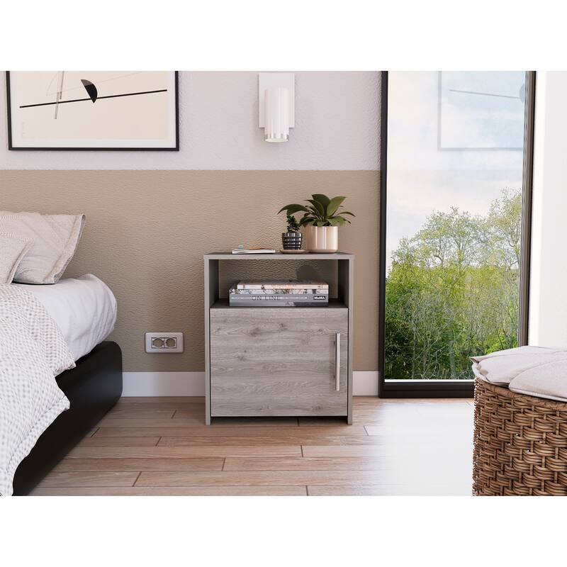 Florian 1-Shelf Nightstand Light Grey,Suitable for bedrooms,living rooms,apartments - Light Gray - No Drawers