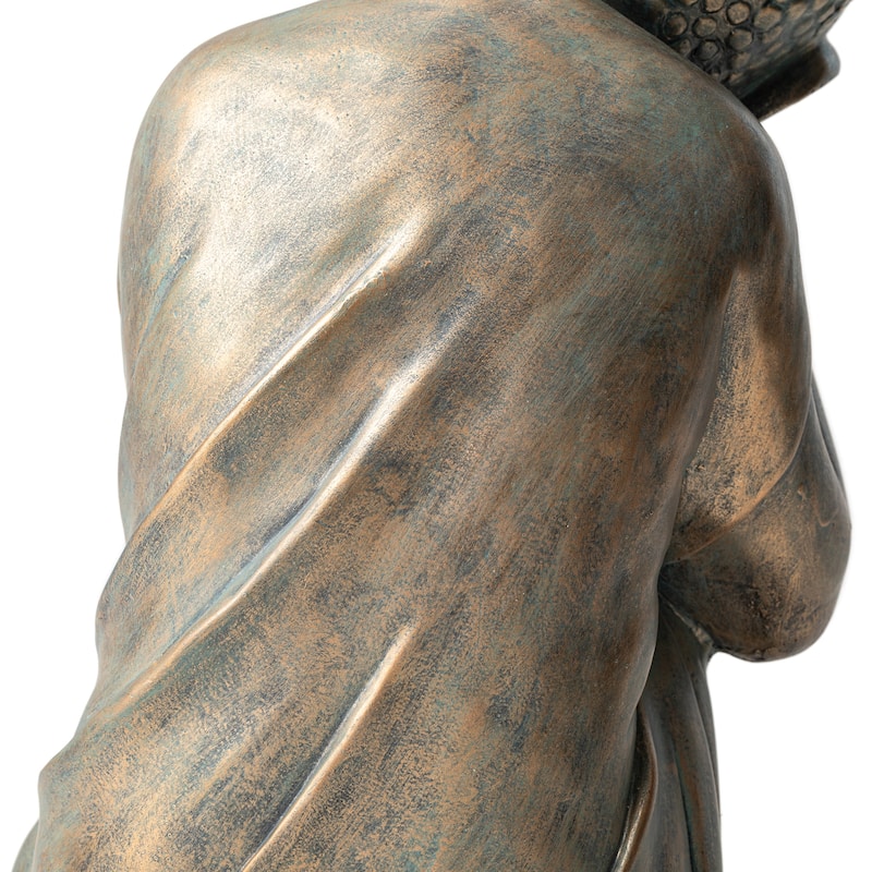 Glitzhome MGO Faux Bronze Buddha Garden Statue Monk Sculpture Indoor Outdoor Decor Gifts