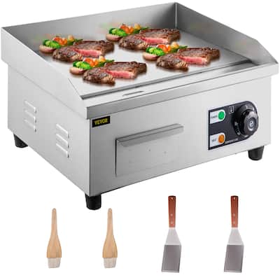 VEVOR Commercial Electric Griddle 14-26'' Teppanyaki Grill Flat Top Grill Stainless Steel Countertop Griddle w/Drip Hole