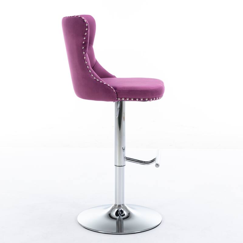 Counter Height Swivel Barstools Adjustable Upholstered Bar Chairs Set of 2