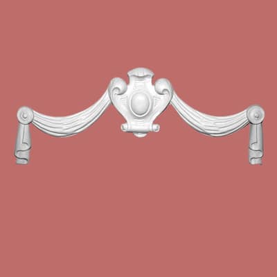 White Urethane Door Pediment with Decorative Insert - Classic Header Trim by Renovators Supply