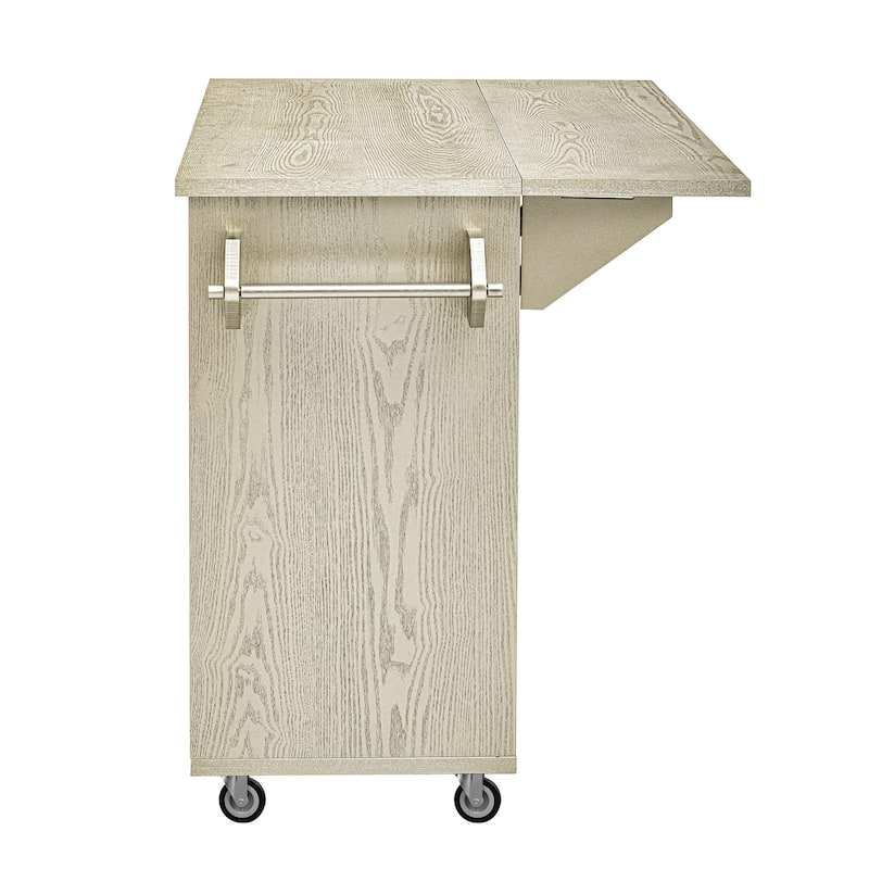 51.2"W Kitchen Island on Wheels with Drop Leaf, Rolling Kitchen Cart with Towel Rack