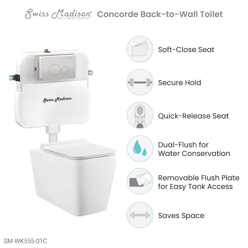 Concorde Back to Wall Concealed Tank Toilet Bowl Bundle in Glossy White
