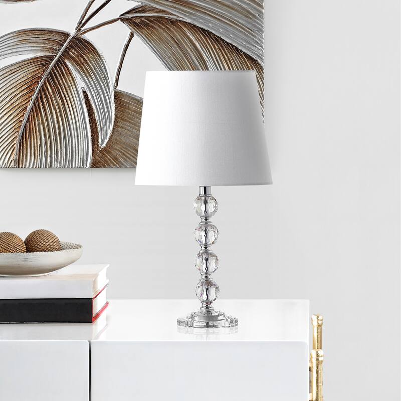 SAFAVIEH Lighting Denita 16-inch Grey Shade Stacked Crystal Ball Table Lamp (Set of 2) - 9"x9"x16" - 9Wx9Dx16H