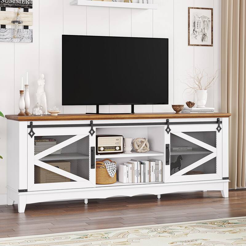 Farmhouse TV Stand 75 Inch Entertainment Center - 75 inches