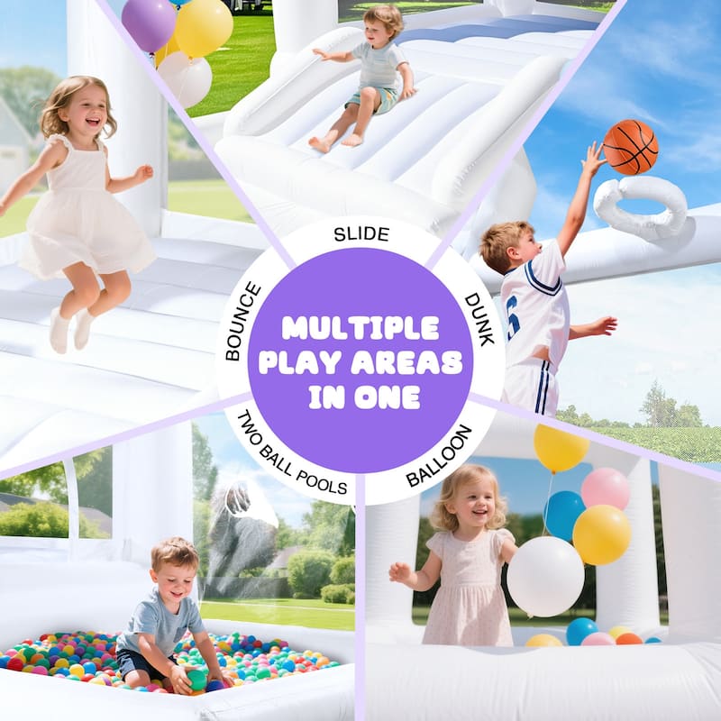 13x12.3x8.3ft Inflatable Bounce House with Blower, Slide, Ball Pit, Basketball Hoop for big kids - 13 x 12.3 x 8.3 ft