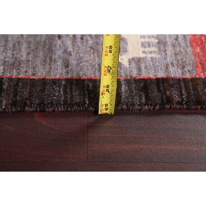 Geometric Trellis Gabbeh Kashkoli Oriental Wool Area Rug Hand-knotted - 5'4" x 7'9"
