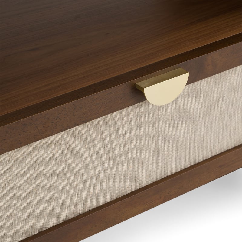 Modrest Emilio Modern Natural Burlap & Walnut Nightstand