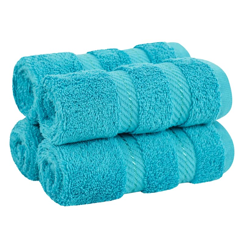 American Soft Linen Premium 100% Cotton 4-Piece Washcloth Set - Aqua Blue
