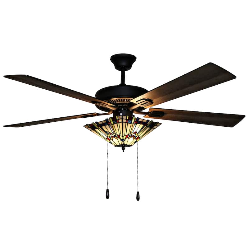 Copper Grove Orson Bronze Metal/Stained Glass 5-blade 52-inch Craftsman Ceiling Fan - 52"L x 52"W x 20"H - 52"L x 52"W x 20"H