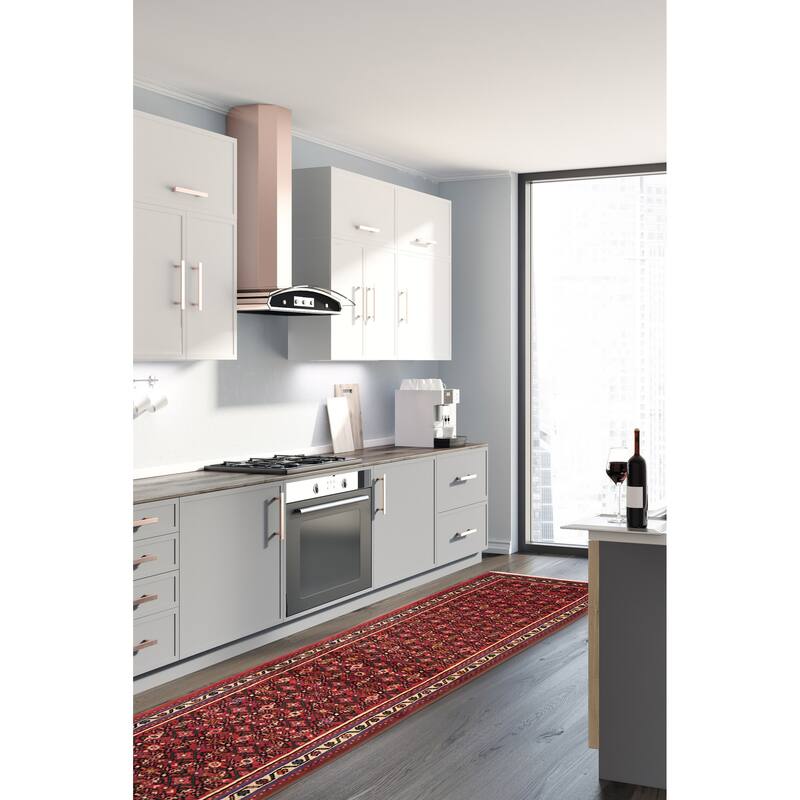 ECARPETGALLERY Hand-knotted Andelz Red Wool Rug - 2'6 x 9'6