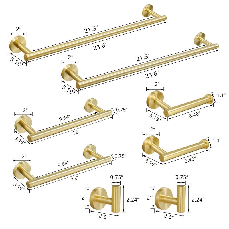 8-Pieces Bathroom Accessories Set,Stainless Steel Bathroom Hardware Set, Bath Towel Bar Set