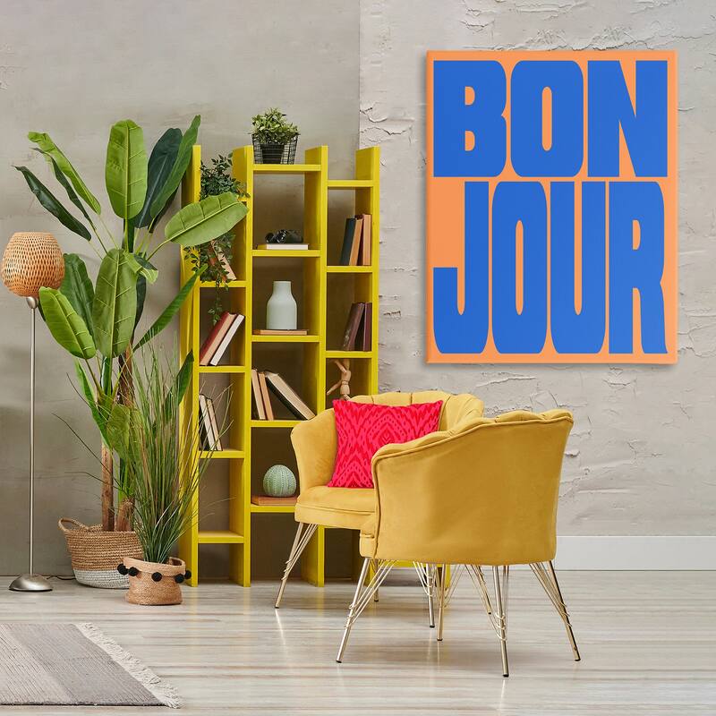 Stupell Bonjour Blue & Orange Canvas Wall Art Design By House of Lulu