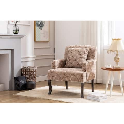 23\'\'Wide Tufted Cotton chair comes with a bonus pillow, floral fabric fccent chair