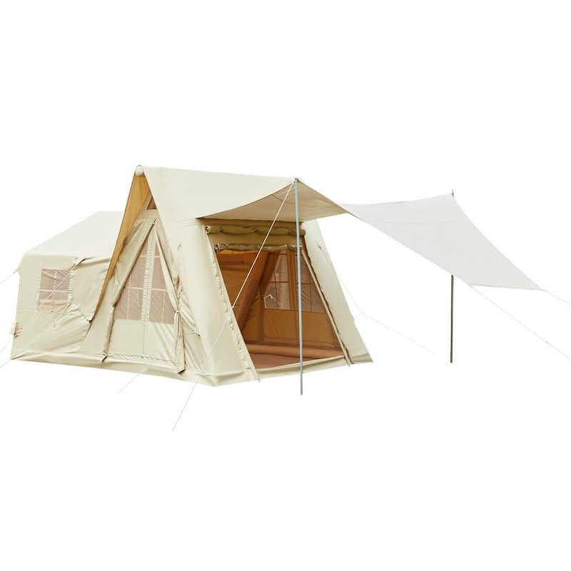 Inflatable Camping Tent for 8-12 People, with Skylights, Chimney Window, and UV-Resistant, Easy Setup for Outdoors